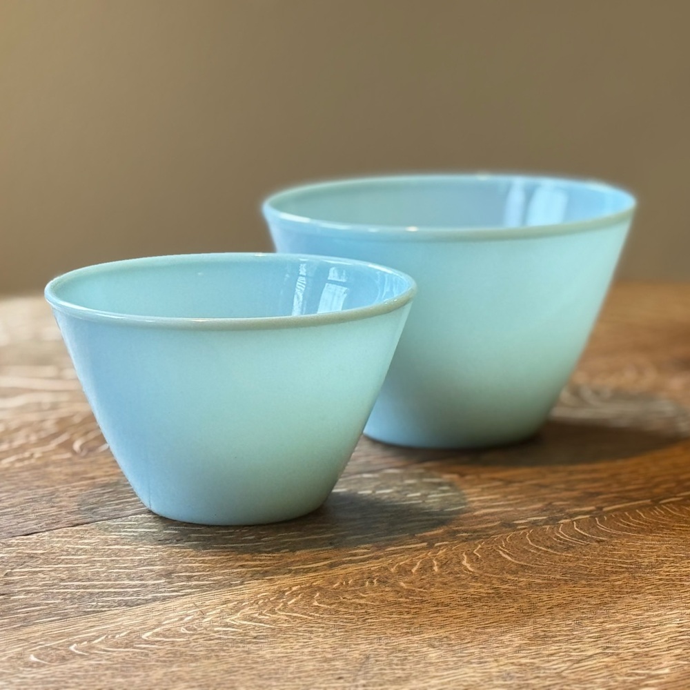Fire King SET Delphite Blue Splash Proof Nesting Mixing Bowls
